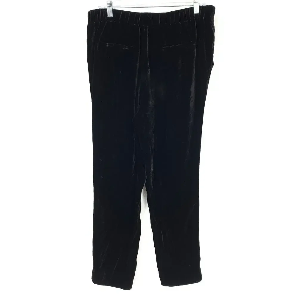 Vince Pants Women's Size Medium High Waist Pull On Velvet Silk Black - Picture 2 of 6